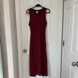 Open Edit Sleeveless Maroon Midi Dress